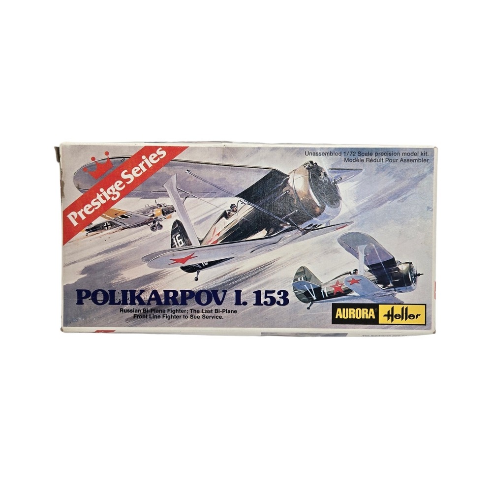 Vtg Aurora Heller POLIKARPOV I.153 Prestige Series 6606 1/72 Bi-Plane Russian